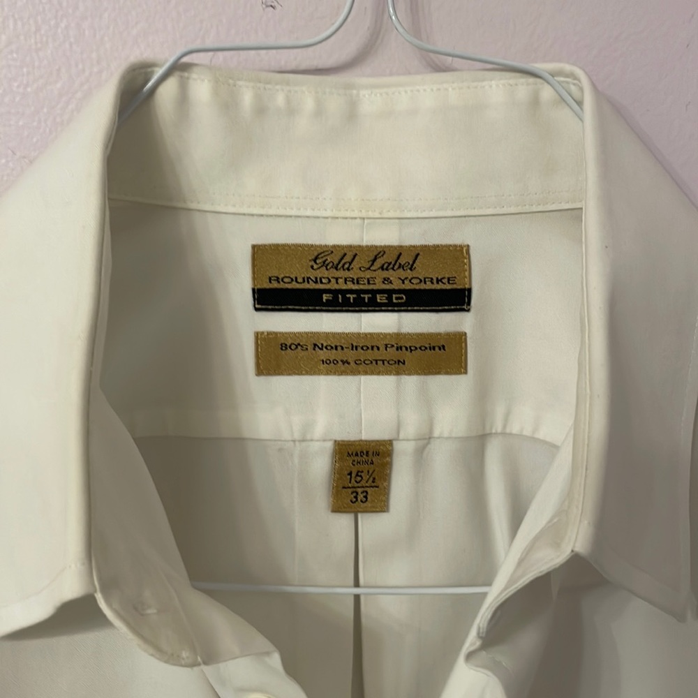 Roundtree and Yorke Gold Label Fitted Dress Shirt in White. - Picture 5 of 8